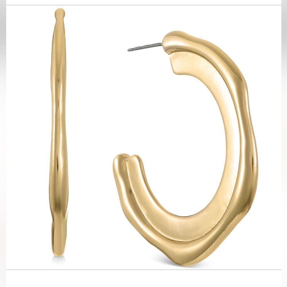 NWT Alfani Gold-Tone Sculptural C-Hoop Earrings